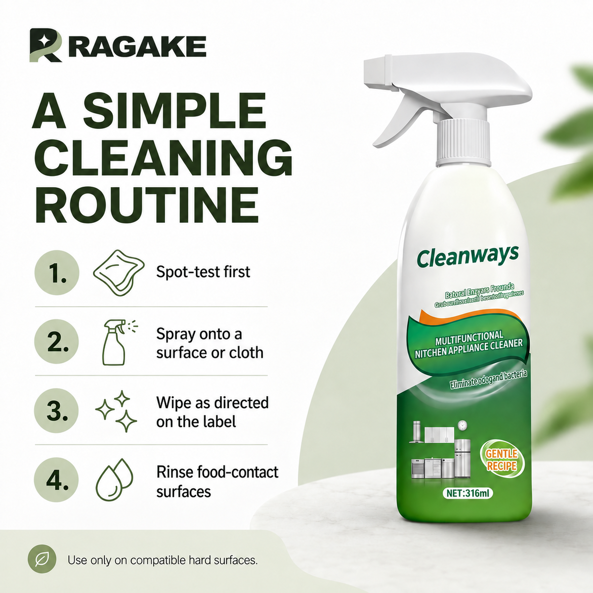 RAGAKE Kitchen & Bathroom Cleaner — Simple cleaning routine