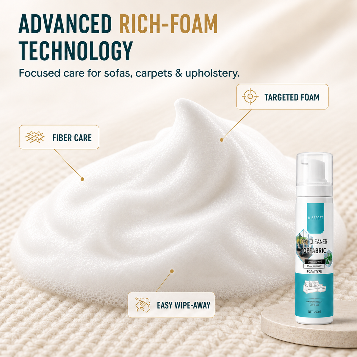 WISESOFT High-Strength Foaming Fabric Cleaner — 2