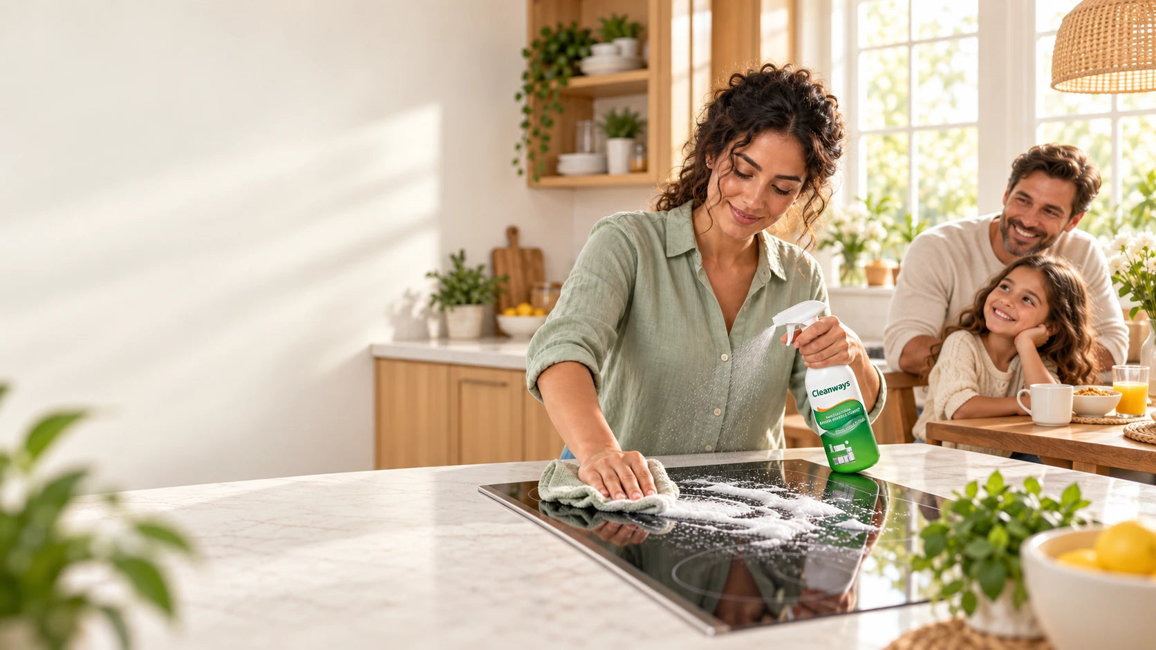 Cleaning the kitchen at home
